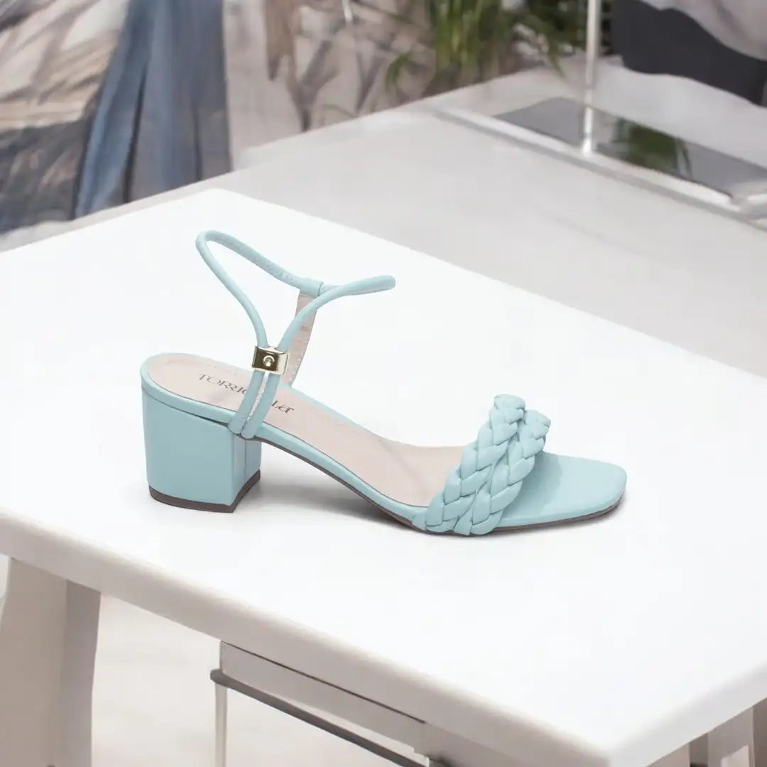 Sandália Azul Salto: Grosso com 5,5 cm Antiderrapante