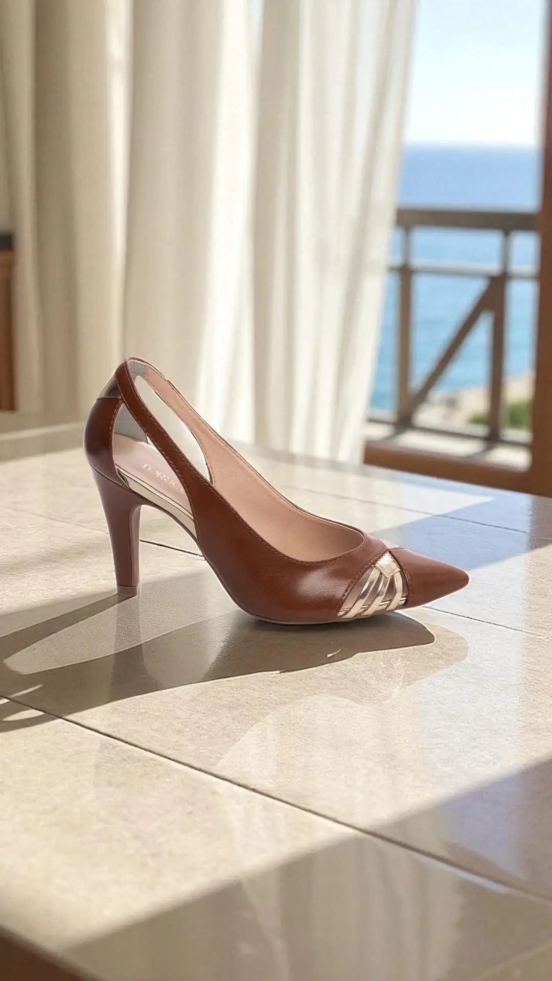 Sapato Scarpin Caramelo Salto Fino com 9 cm antiderrapante