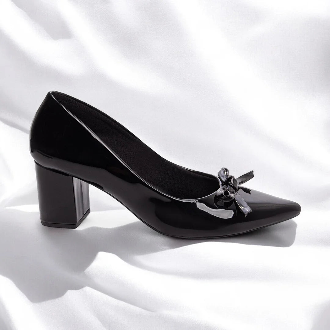 Sapato Scarpin Preto Elegante com Salto Grosso 6,5 cm Antiderrapante