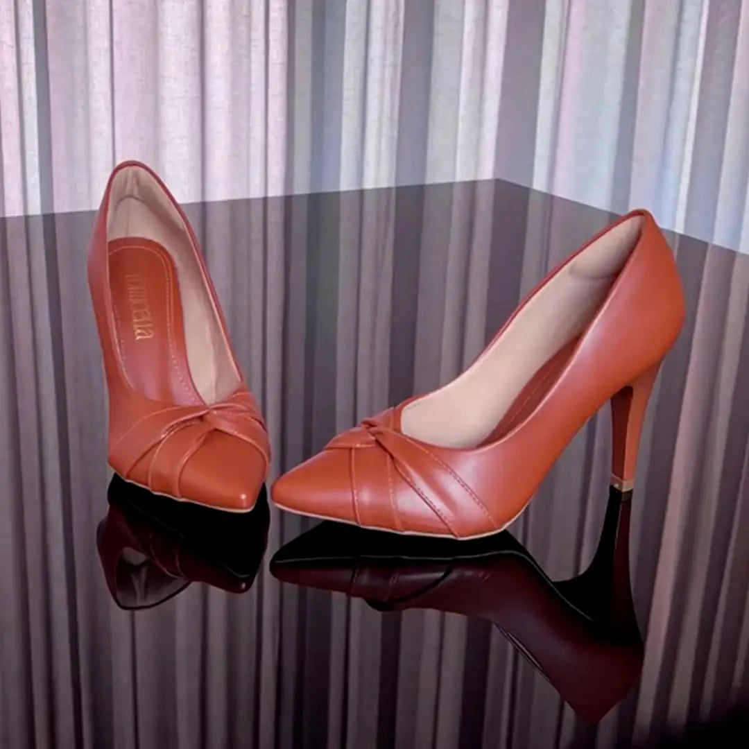 Sapato Scarpin Feminino Napa Caramelo Bico Fino Salto 10 cm