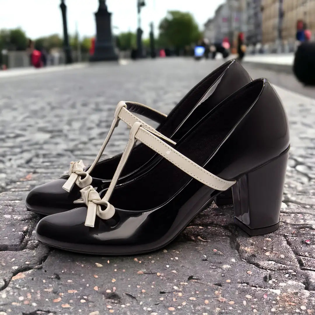 Sapato Scarpin Feminino Verniz Preto Salto Médio