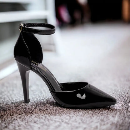 Scarpin Feminino Verniz Preto Elegante com Salto Alto 10 cm