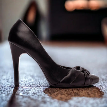 Sapato Scarpin Feminino Napa Preto Bico Fino Salto 10 cm