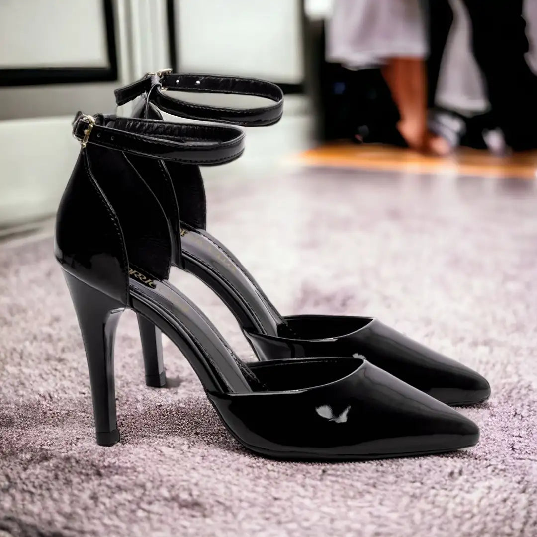 Scarpin Feminino Verniz Preto Elegante com Salto Alto 10 cm