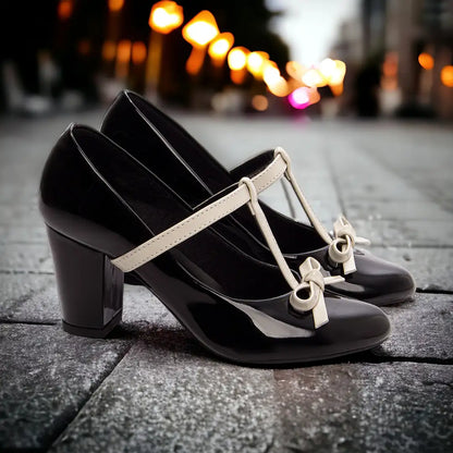 Sapato Scarpin Feminino Verniz Preto Salto Médio