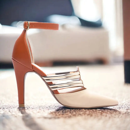 Scarpin Salto Fino Bege e Caramelo Feminino – Conforto e Sofisticação