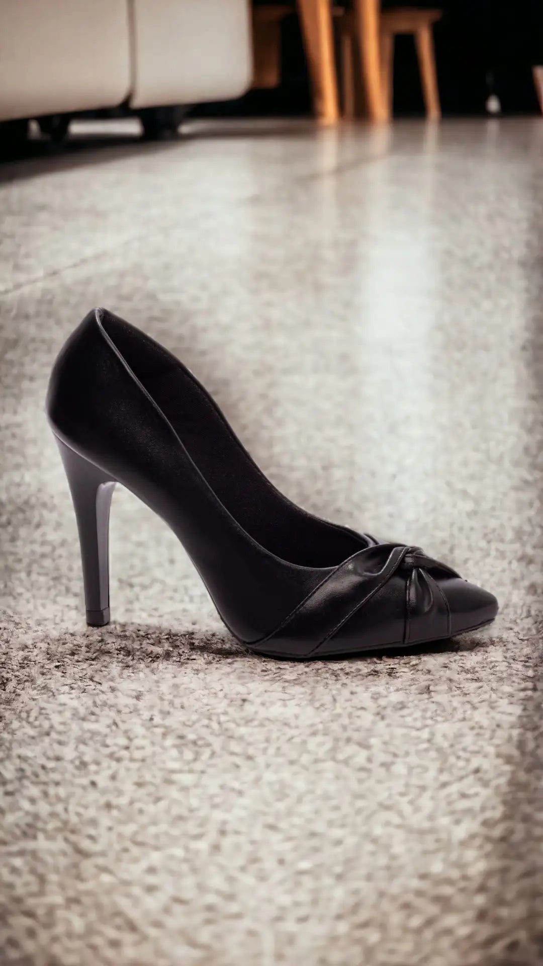 Sapato Scarpin Feminino Napa Preto Bico Fino Salto 10 cm
