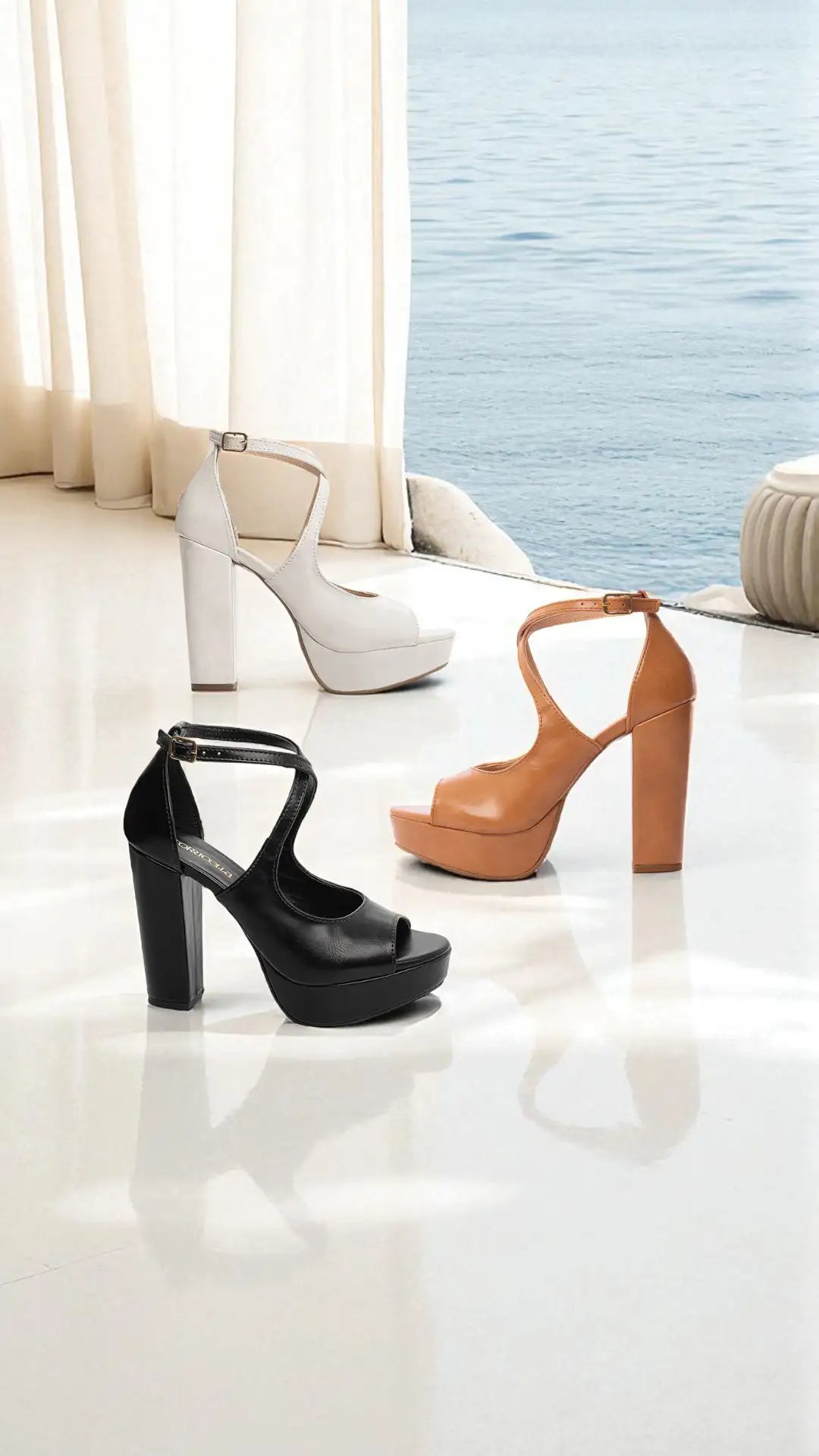 Sandália Feminina Meia Pata Preto com Salto Bloco