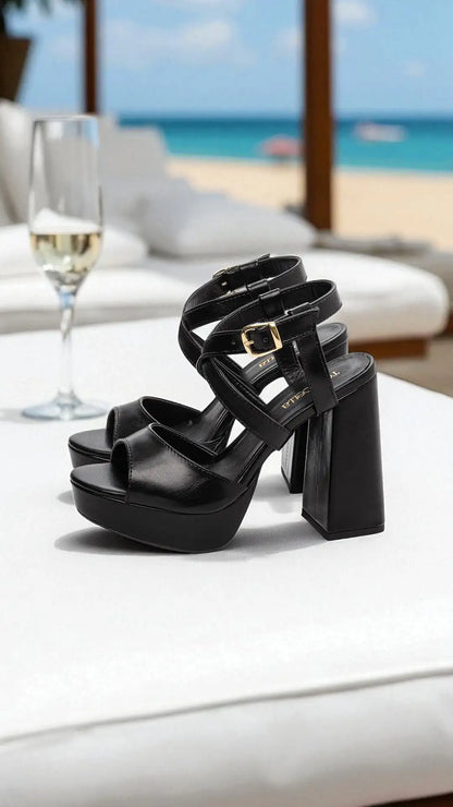 Sandália Meia Pata Feminina Napa Preto Antiderrapante