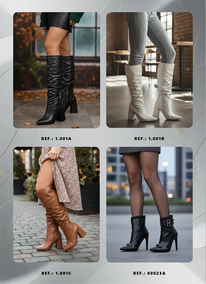 Bota Franzida Feminina Napa Caramelo Salto 9cm