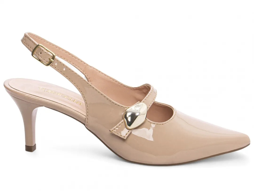 Scarpin Verniz Bege Elegante