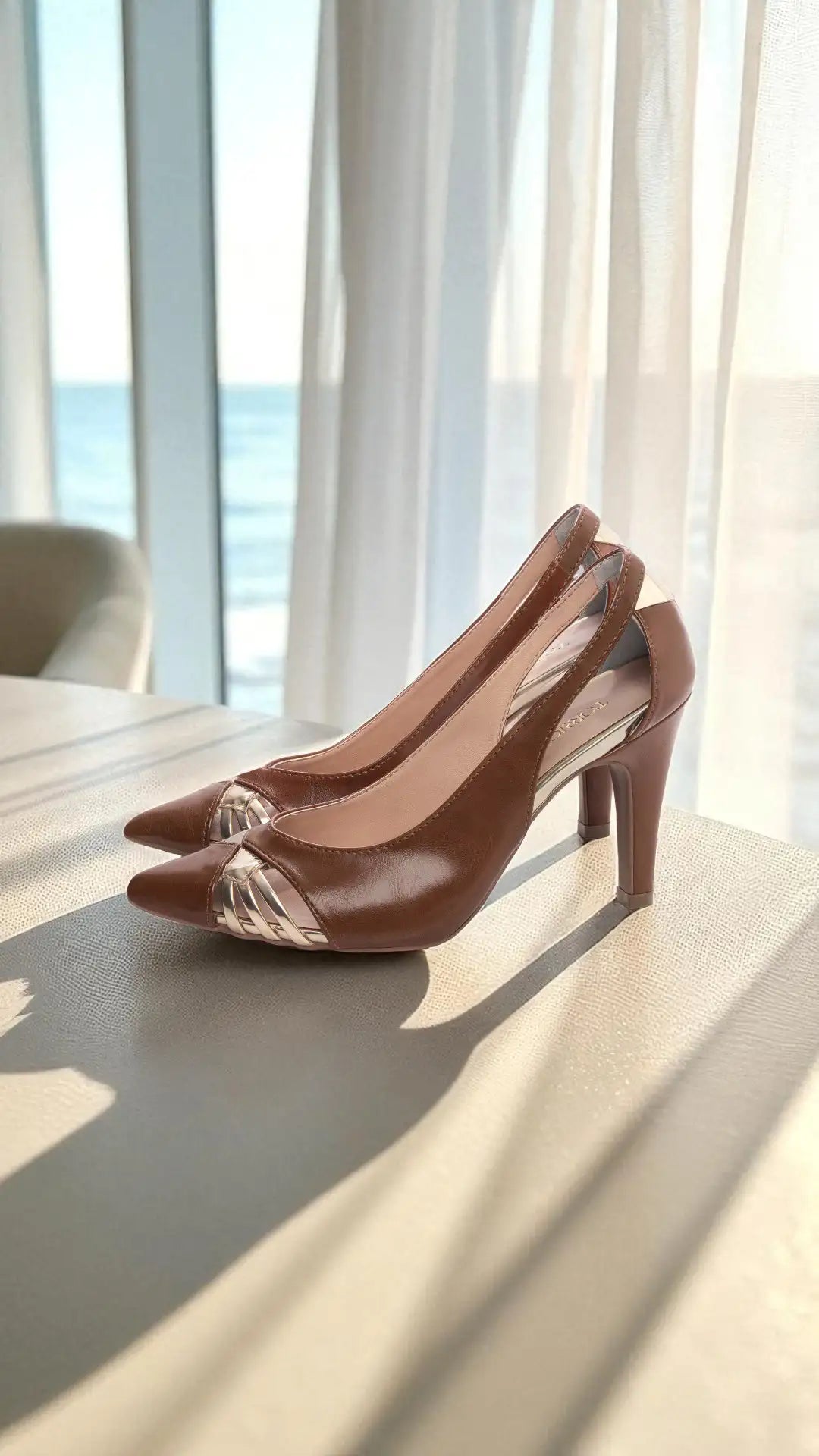 Sapato Scarpin Caramelo Salto Fino com 9 cm antiderrapante