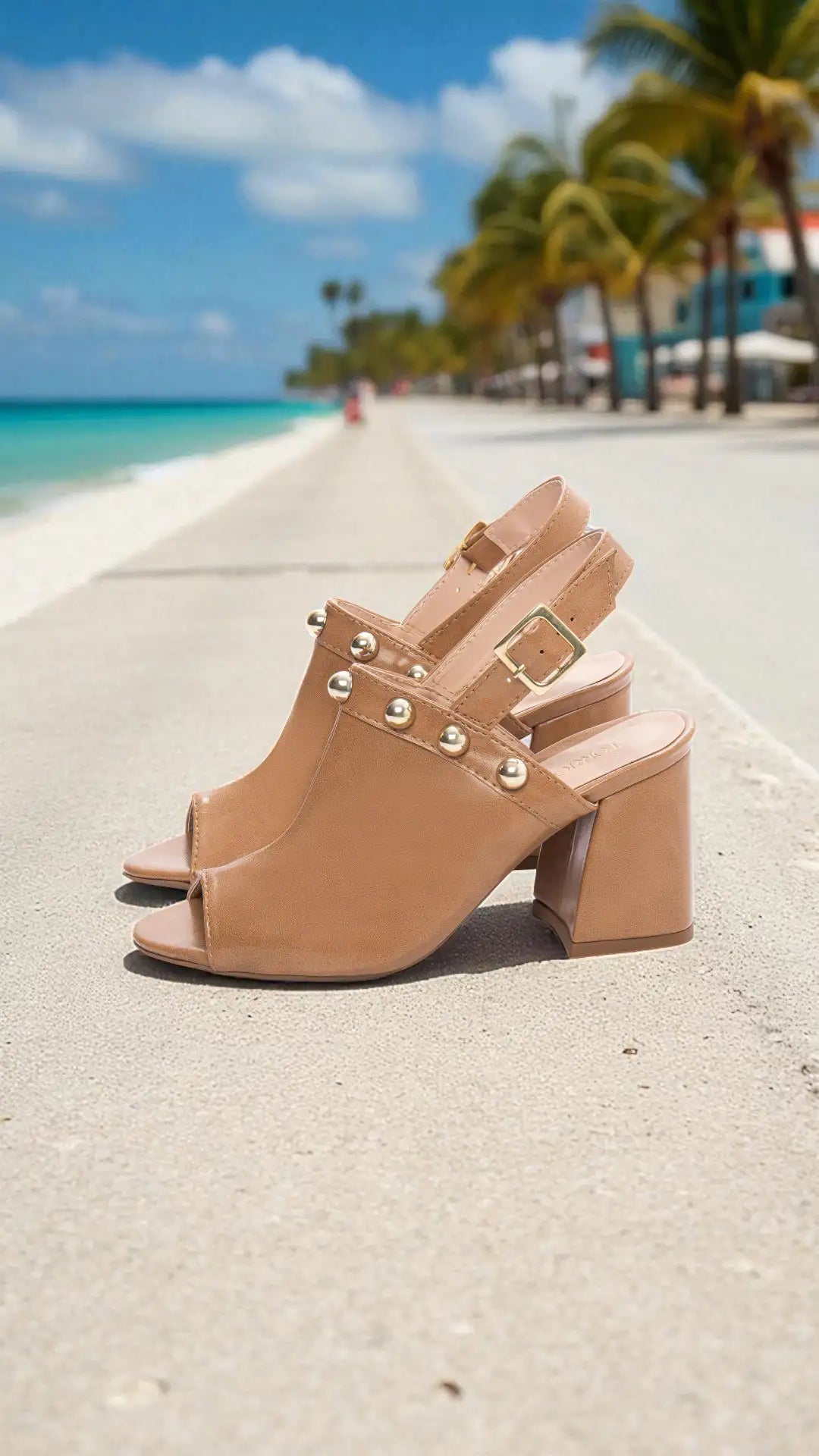 Sandália Feminina Elegante Napa Caramelo Salto Médio