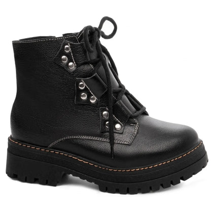 Bota Coturno Sola Tratorada Couro Preto Torricella 22A - Hyly Prime