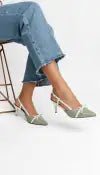 Scarpin Torricella Verde e Off White - Salto Fino 6cm Luxo