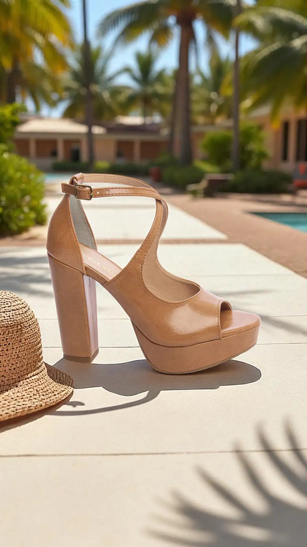 Sandália Meia Pata Caramelo Feminina Salto Alto Bloco