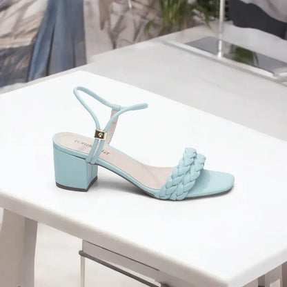Sandália Azul Salto: Grosso com 5,5 cm Antiderrapante