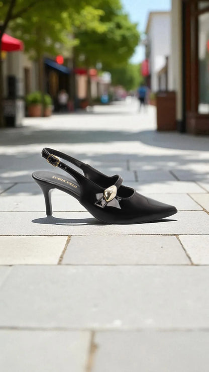 Sapato Scarpin Verniz Preto Salto Fino 6 cm