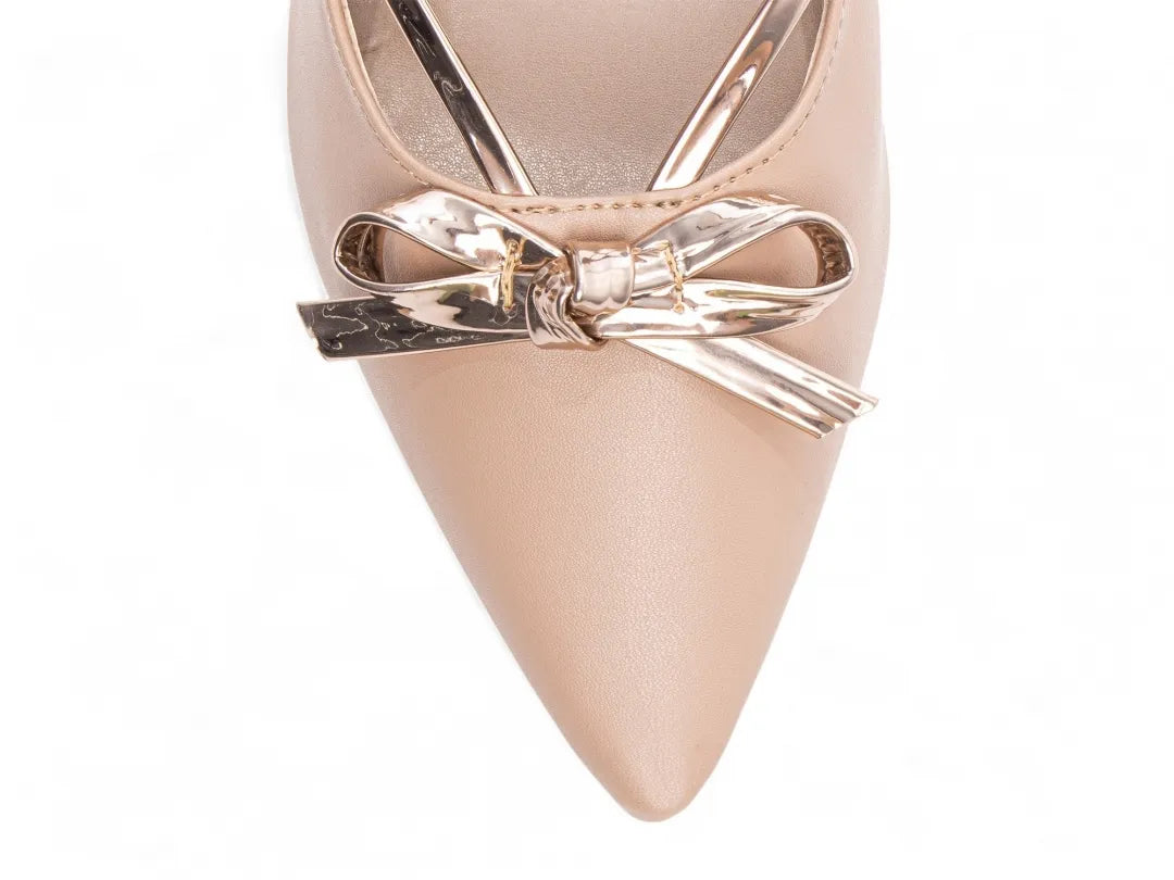 Sandália Salto Fino Napa Rose com Metalizado