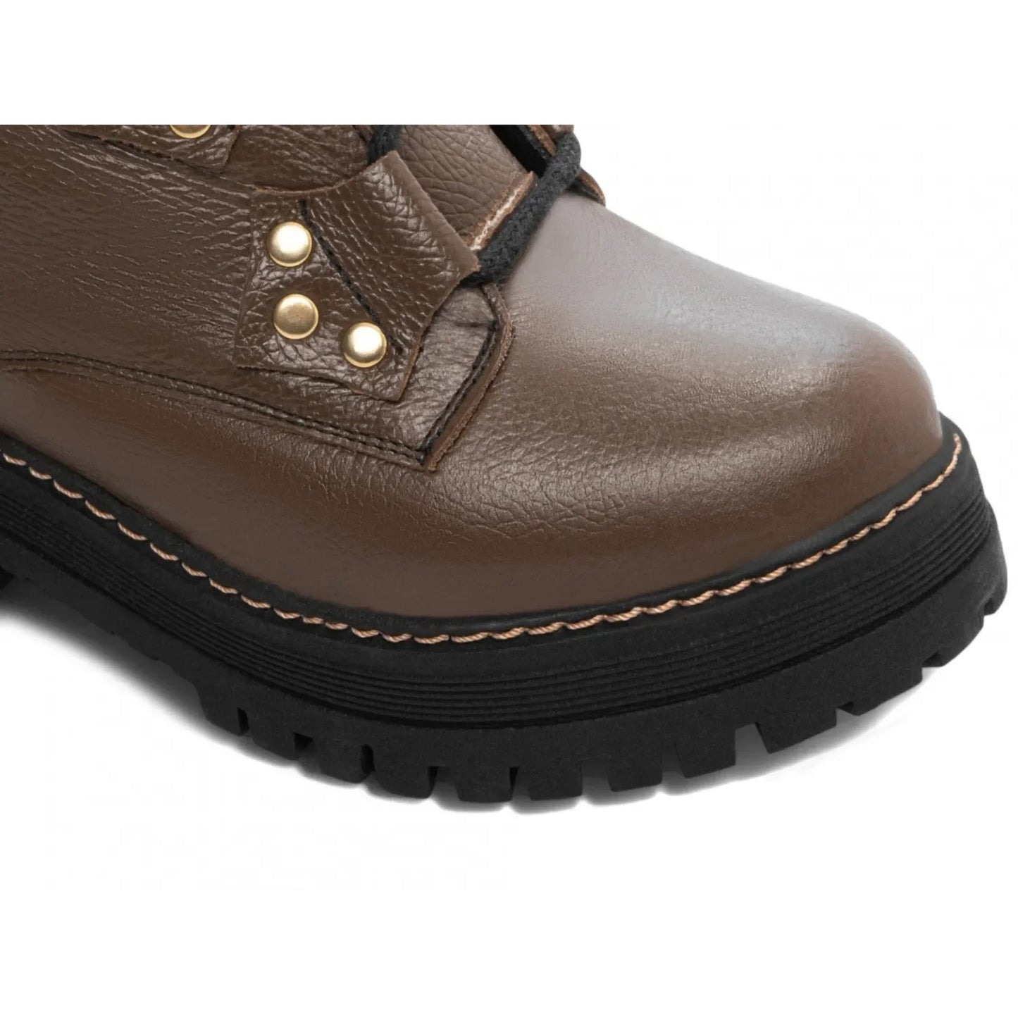 Bota Coturno Sola Tratorada Couro Marrom Café Torricella 22B - Hyly Prime