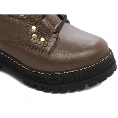 Bota Coturno Sola Tratorada Couro Marrom Café Torricella 22B - Hyly Prime