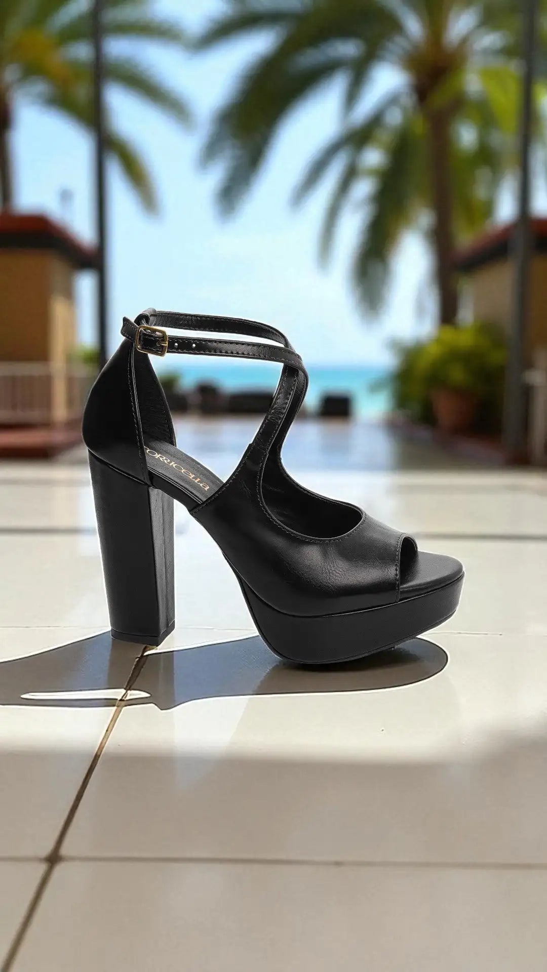 Sandália Feminina Meia Pata Preto com Salto Bloco