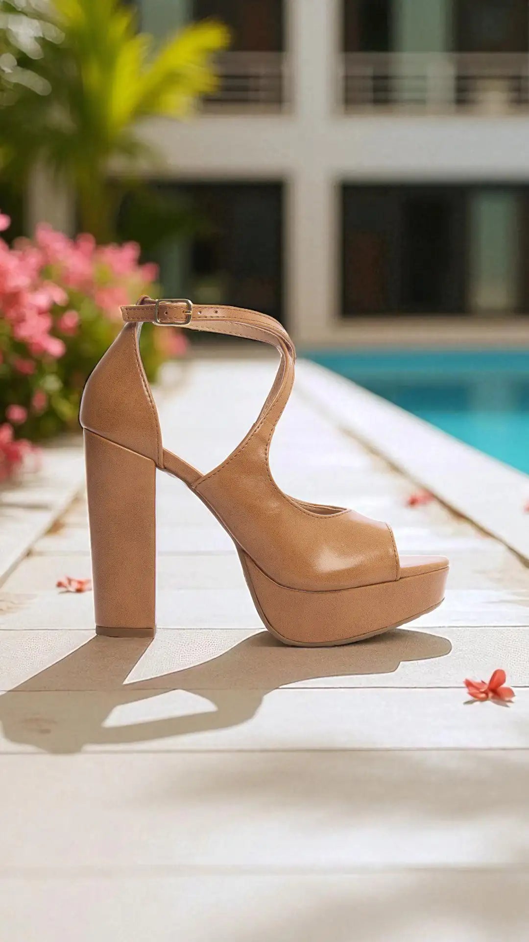 Sandália Meia Pata Caramelo Feminina Salto Alto Bloco