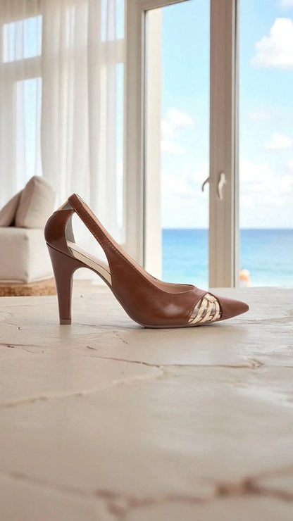 Sapato Scarpin Caramelo Salto Fino com 9 cm antiderrapante