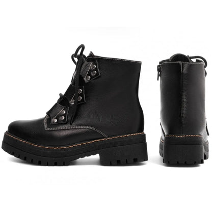 Bota Coturno Sola Tratorada Couro Preto Torricella 22A - Hyly Prime