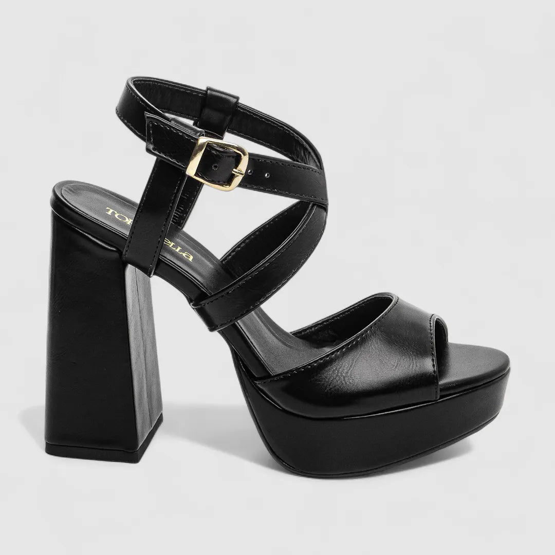 Sandália Feminina Meia Pata Bege com Salto Bloco – Torricella Original