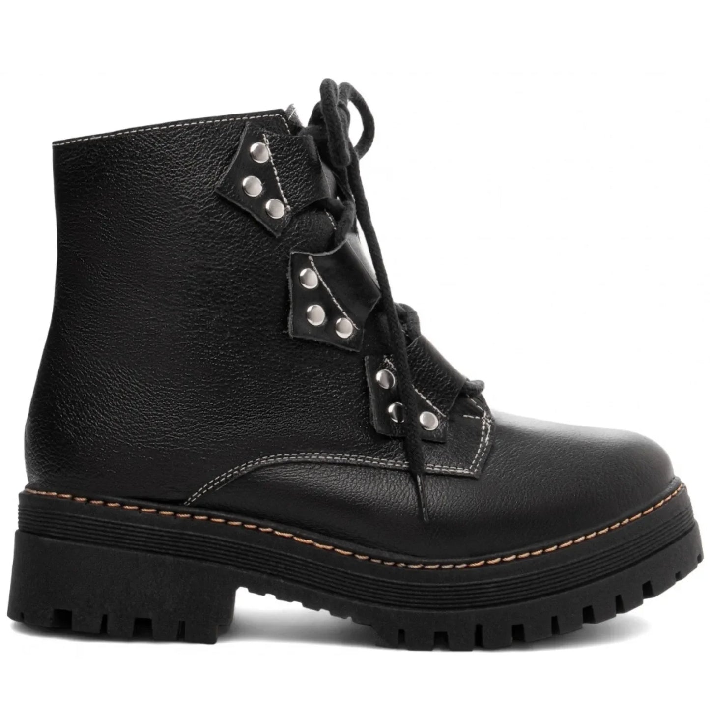 Bota Coturno Sola Tratorada Couro Preto Torricella 22A - Hyly Prime