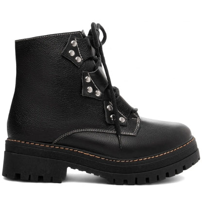 Bota Coturno Sola Tratorada Couro Preto Torricella 22A - Hyly Prime