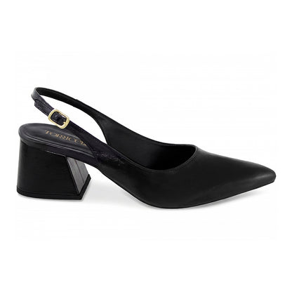 Sapato Scarpin Slingback Preto Salto Bloco 6cm