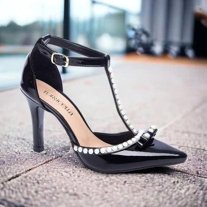 Scarpin Preto Salto Alto Verniz - Calçado Feminino Social Luxo