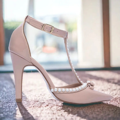 Scarpin Rose Salto Alto com Pérola - Calçados Femininos Luxo