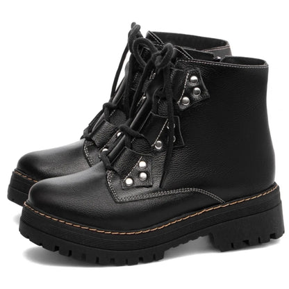 Bota Coturno Sola Tratorada Couro Preto Torricella 22A - Hyly Prime