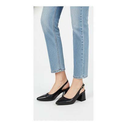 Sapato Scarpin Slingback Preto Salto Bloco 6cm
