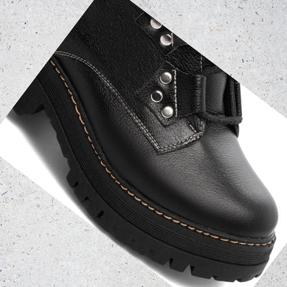 Bota Coturno Sola Tratorada Couro Preto Torricella 22A - Hyly Prime