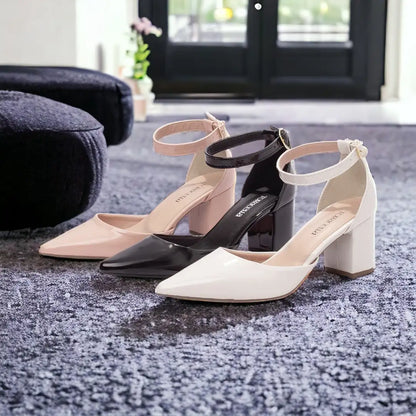 Sapato Scarpin Feminino Verniz Off White Confortável com Salto 6,5 cm