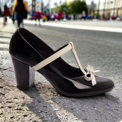 Sapato Scarpin Feminino Verniz Preto Salto Médio