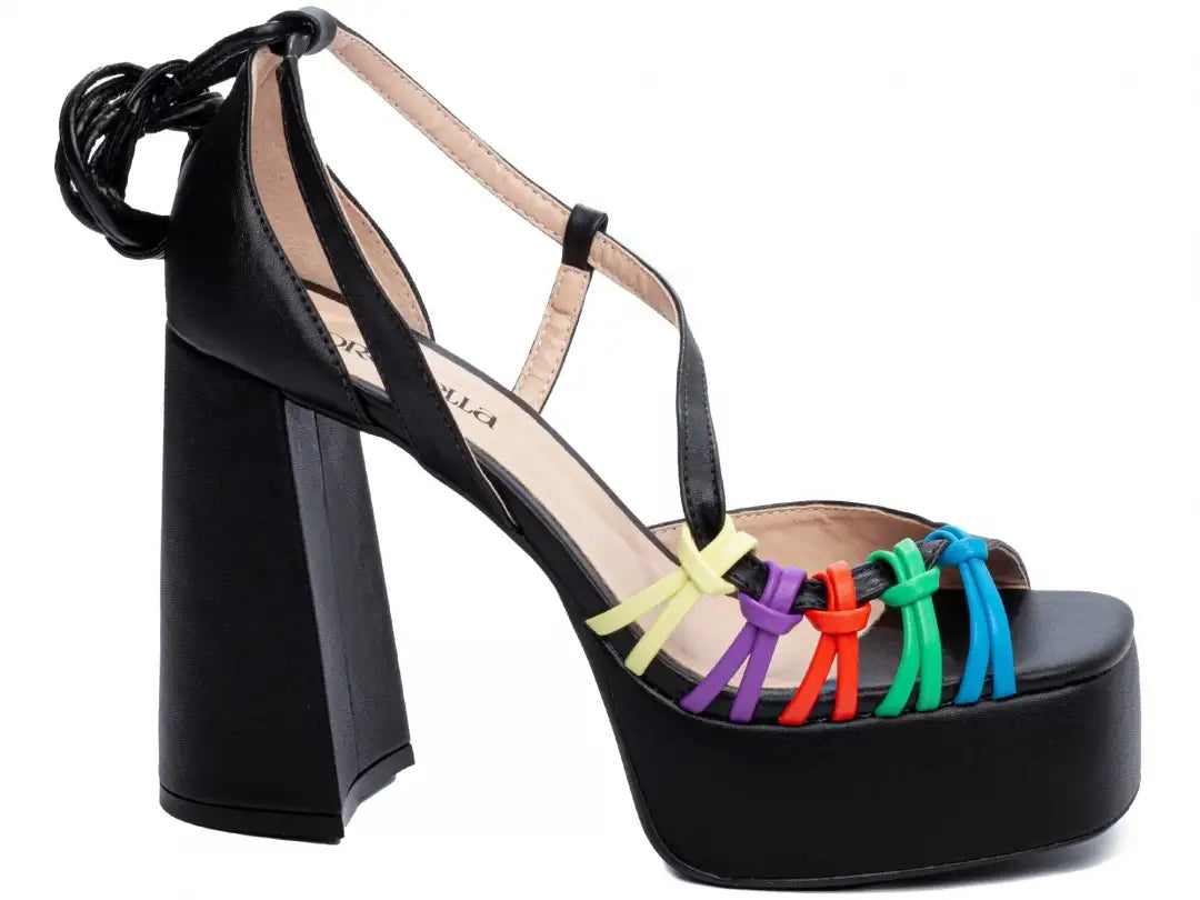 Sandália Meia Pata Torricella Napa Preto Multicolorida