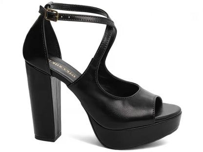 Sandália Feminina Meia Pata Preto com Salto Bloco