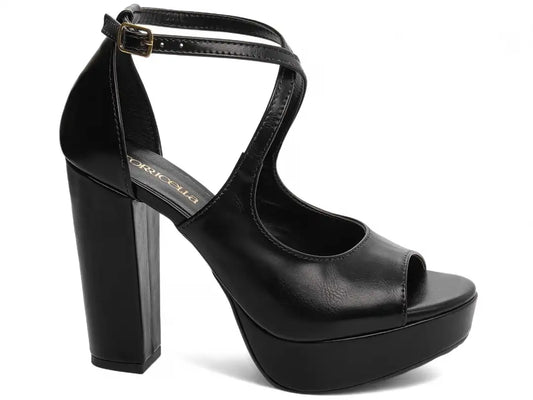 Sandália Feminina Meia Pata Preto com Salto Bloco