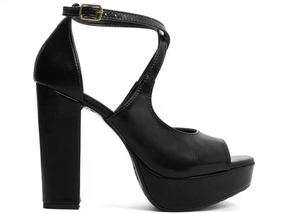 Sandália Feminina Meia Pata Preto com Salto Bloco