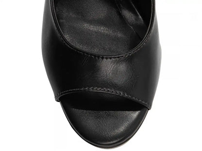 Sandália Feminina Meia Pata Preto com Salto Bloco