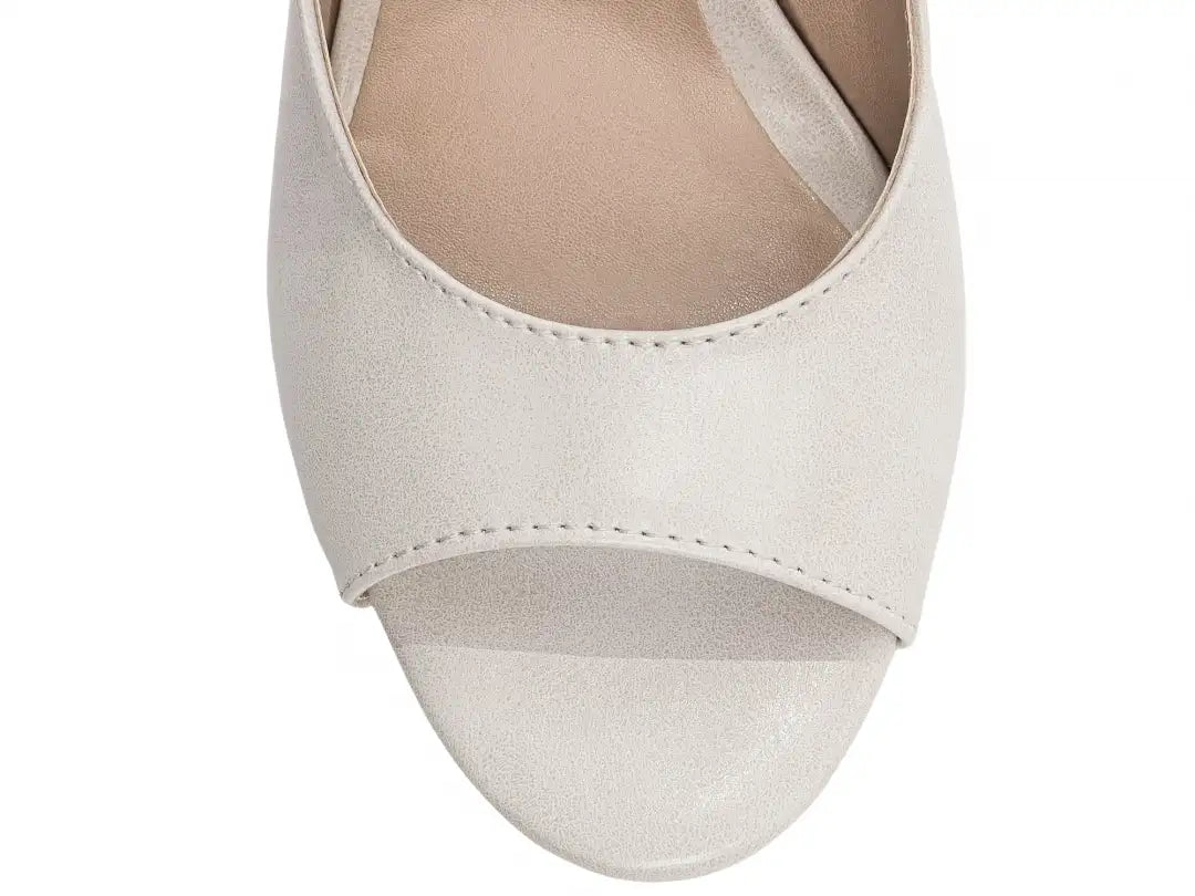 Sandália Meia Pata Off White Feminina Salto Bloco Alto