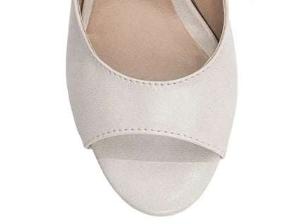 Sandália Meia Pata Off White Feminina Salto Bloco Alto