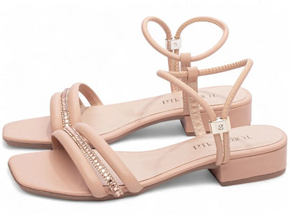 Sandália Baixa Torricella Napa Rose com Strass | Hyly Prime