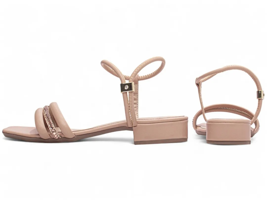 Sandália Baixa Torricella Napa Rose com Strass | Hyly Prime