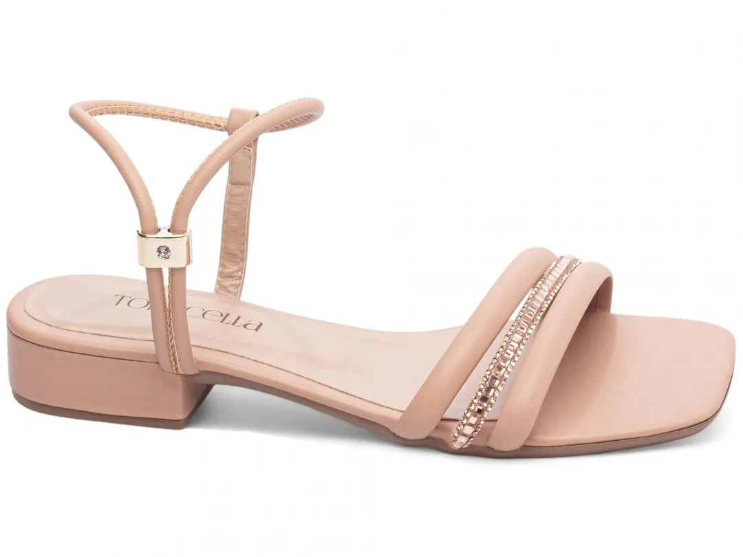Sandália Baixa Torricella Napa Rose com Strass | Hyly Prime